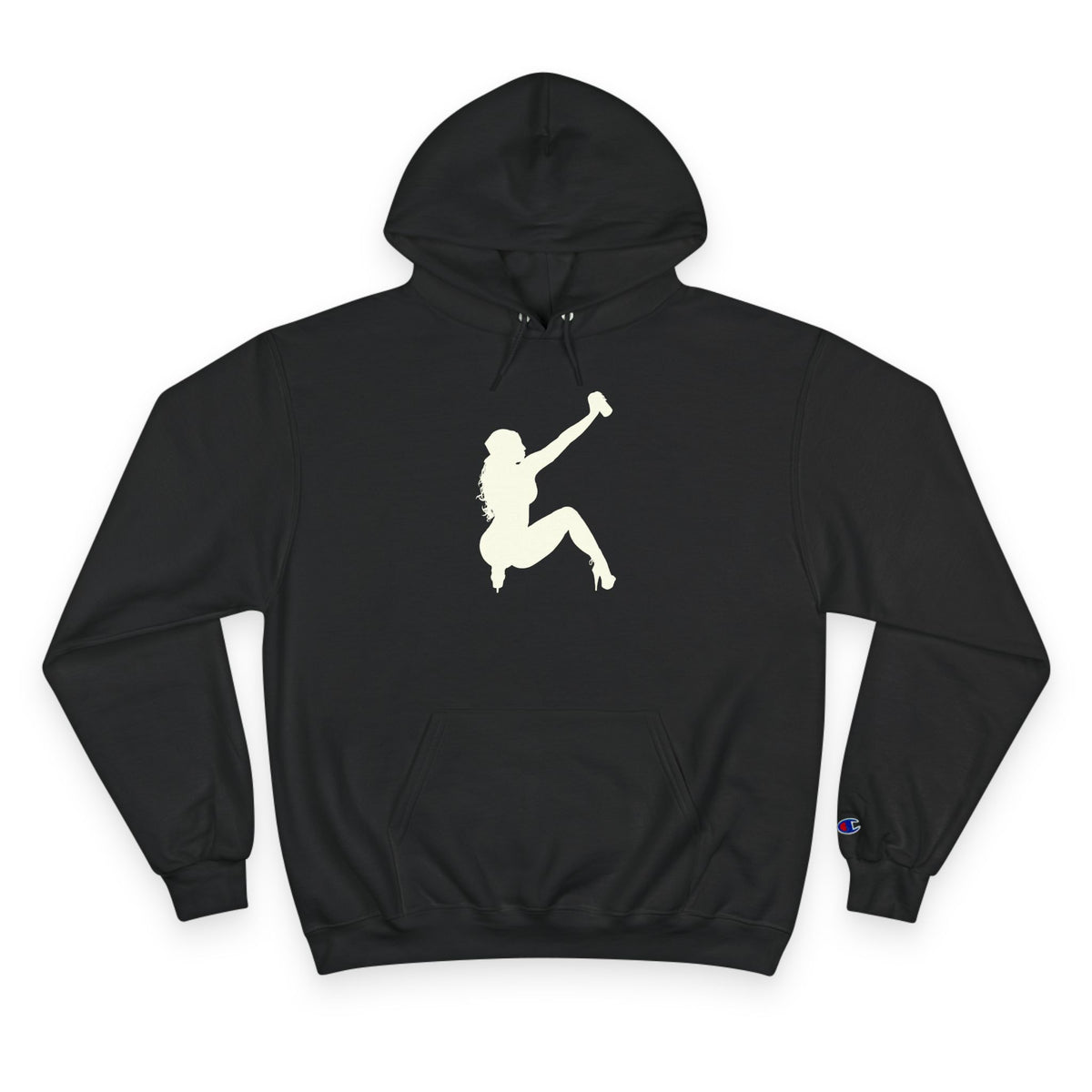 A Black pullover Champion C' logo on the left sleeve cuff
